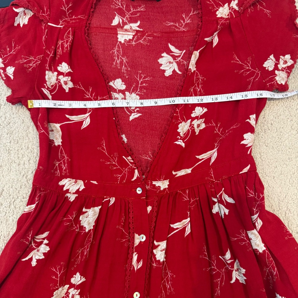 Knot Sisters Domingo Midi‎ Dress In Scarlet Tulips Red Floral Womens Medium - Picture 11 of 11